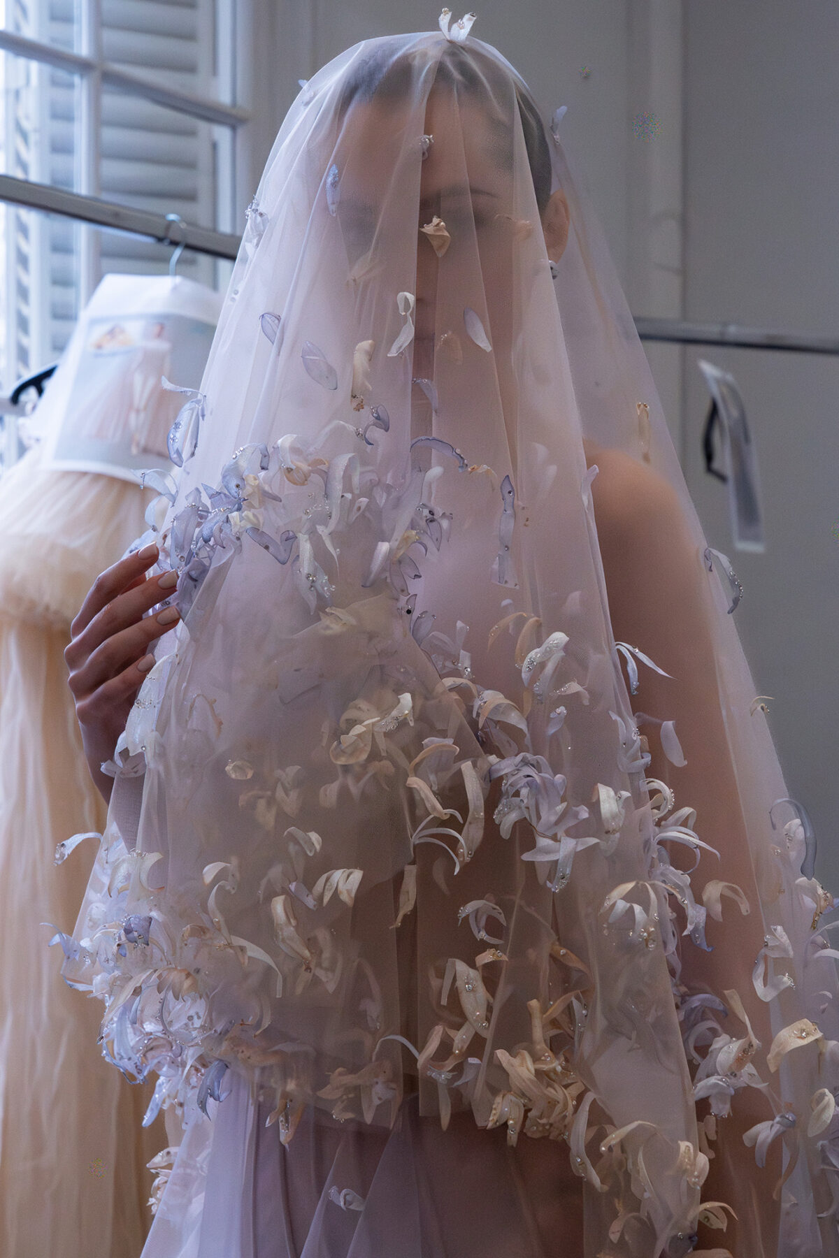 Semi-sheer corseted bustier bodice with silk lining